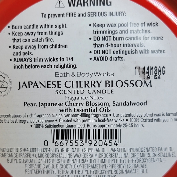 Japanese Cherry Blossom Candle • Bath & Body ••• Retail Value = $27 • - Picture 6 of 6